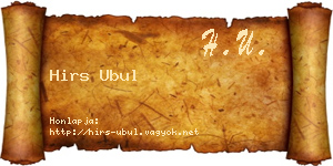 Hirs Ubul névjegykártya